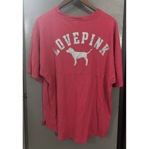 VICTORIA'S SECRET PINK OVERSIZED SHORT SLEEVE TEE Shirt Glitter Women's Medium